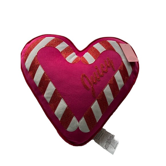 Juicy Couture Other - Juicy Couture Decorative Pillow Pink Heart 20” X 18” Candy Cane Valentines Xmas